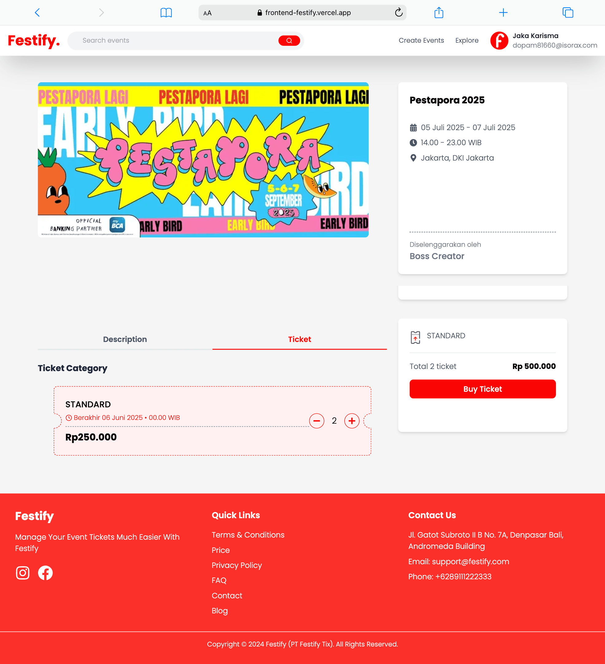 Festify. | Event Ticketing Management Web screenshot 2
